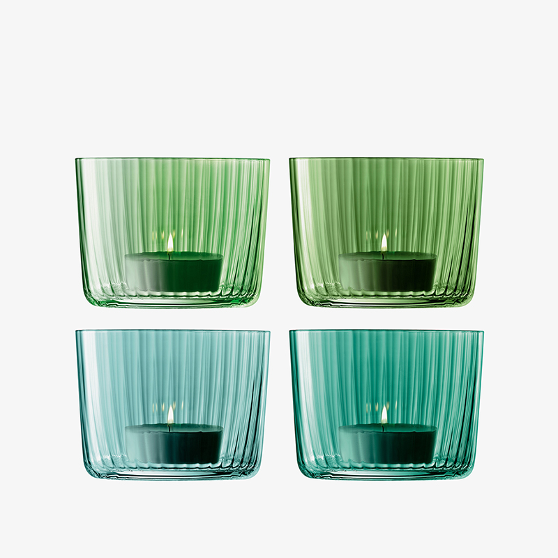 Gems Set of 4 Tealight Holders, H6cm, Jade-0