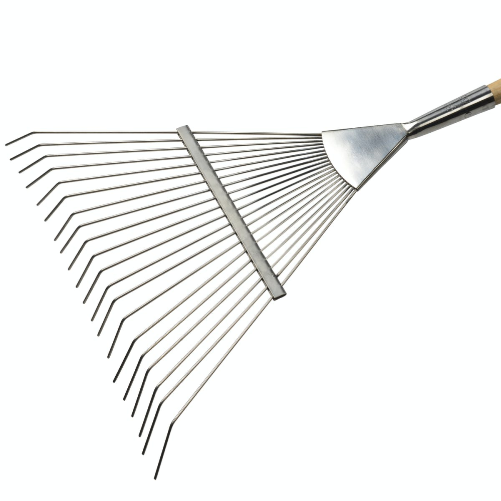 Burgon & Ball Stainless Lawn Rake, Silver/Natural-1