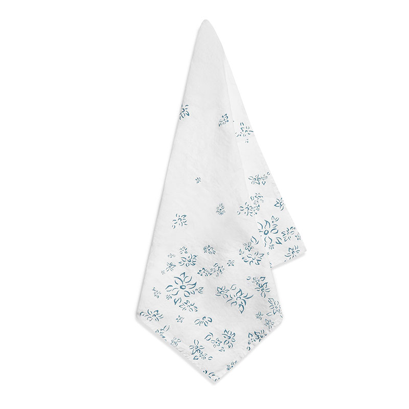 Bernadette's Falling Flower Linen Napkin, 50cm x 50cm, Light Blue-1