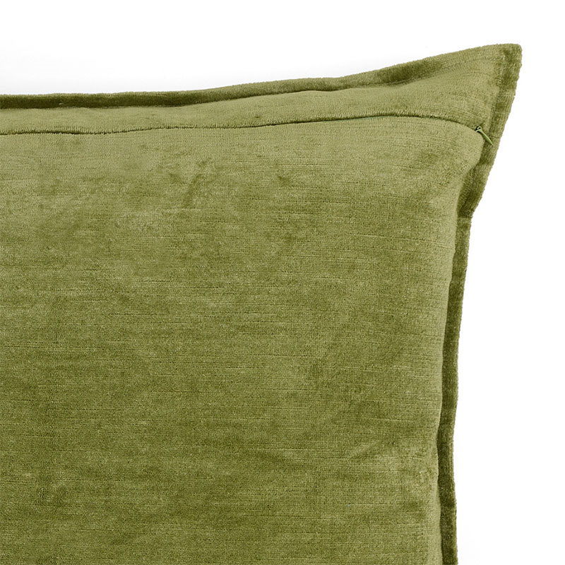 Verity Linen Velvet Square Cushion, 55 x 55cm, Moss-3