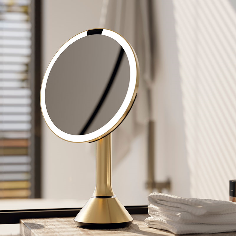 Sensor Mirror with Touch-Control Brightness, D20cm, Brass Stainless Steel-1