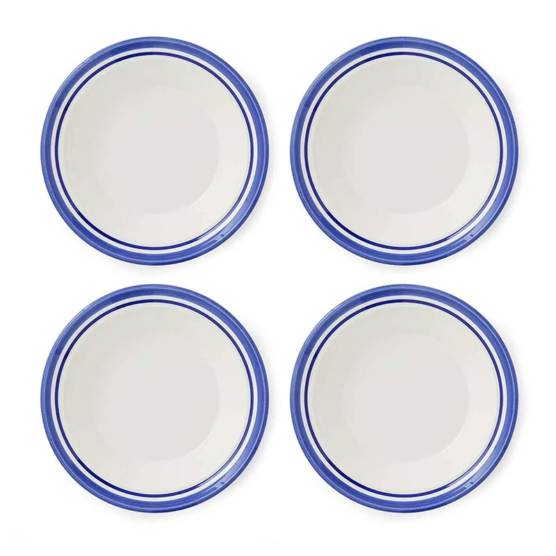 Potter's Stripe Set of 4 Soup Plates, D21cm, Blue-1