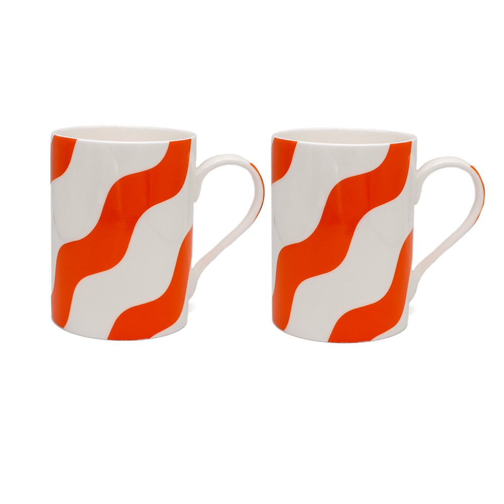 Scallop Collection Set of 2 Mugs, H10cm, Orange-2