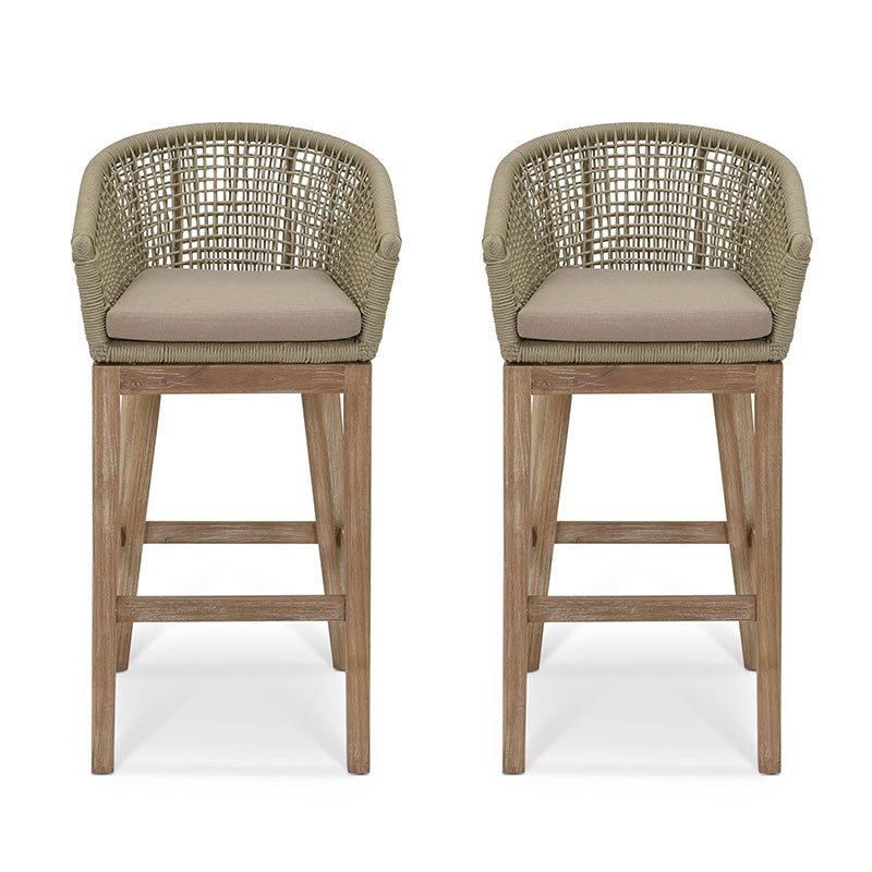 Lynton Set of 2 Bar Stools, Grey-2