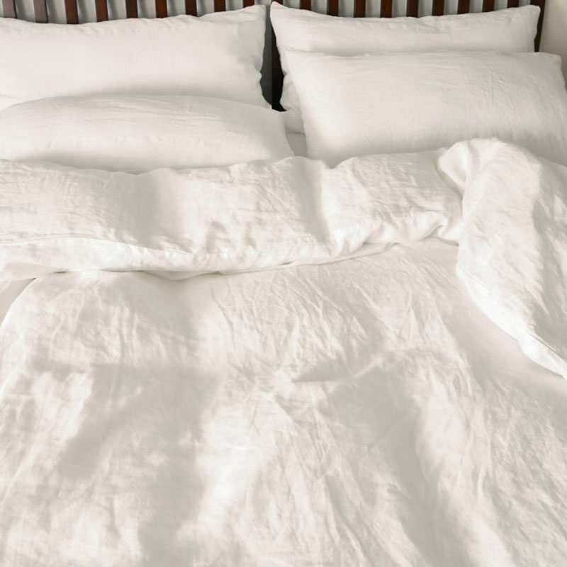 Linen King Size Duvet Cover, White-2