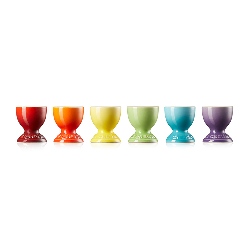 Stoneware Set of 6 egg cups, Rainbow-2