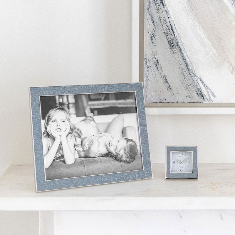 Faux Shagreen Photograph frame, 8 x 10" with 24mm border, Grey With Silver Plate-0