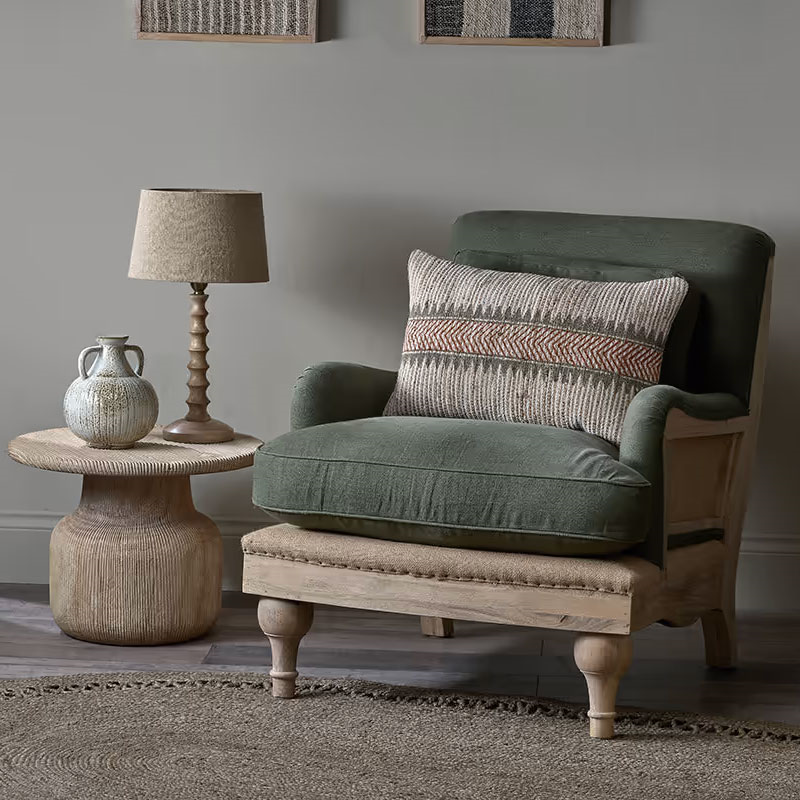 Abe Linen Armchair, Olive-6