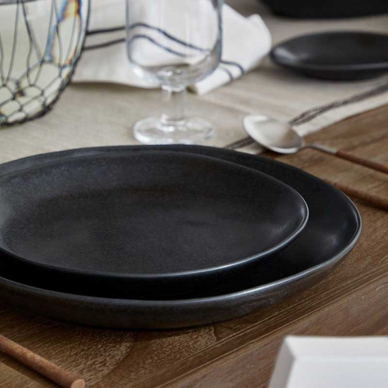 Livia Set of 6 Salad/Dessert Plates, D22cm, Matte Black-2