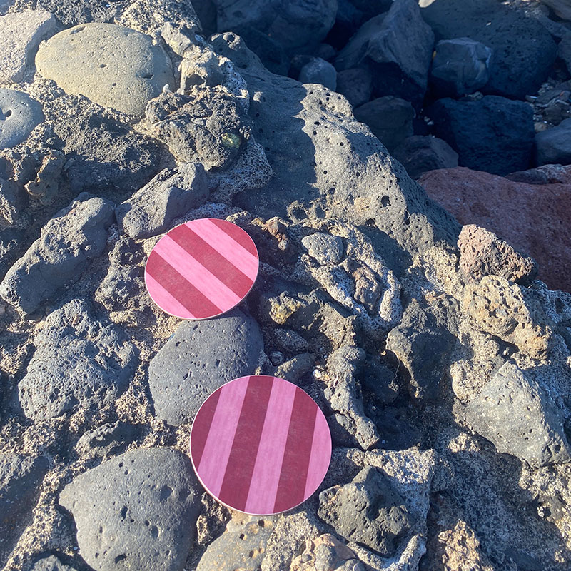 Stripe Set of 4 Coasters, D10cm, Rouge & Blush-0