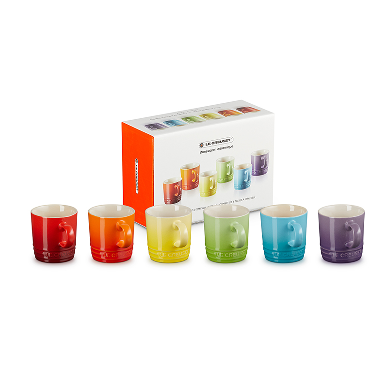 Stoneware Set of 6 espresso mugs, 100ml, Rainbow-4