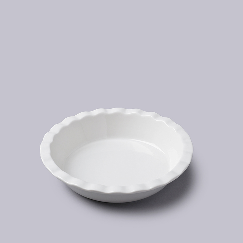 Crinkle Deep Pie Dish, D20cm, White-0