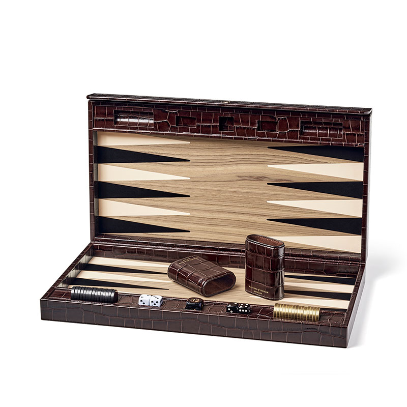 Backgammon Set, L45 x W30cm, Amazon Brown Croc-0