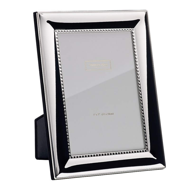 Beaded Photograph frame, 5 x 7", silver plate-0