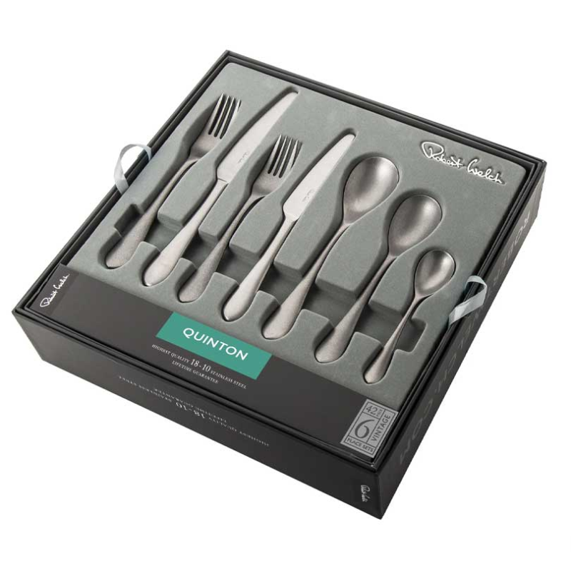 Quinton Vintage 42 Piece Cutlery Set, Stainless Steel-2