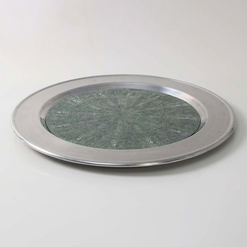 Duchess Serving Tray, D53cm, Green Shagreen-3