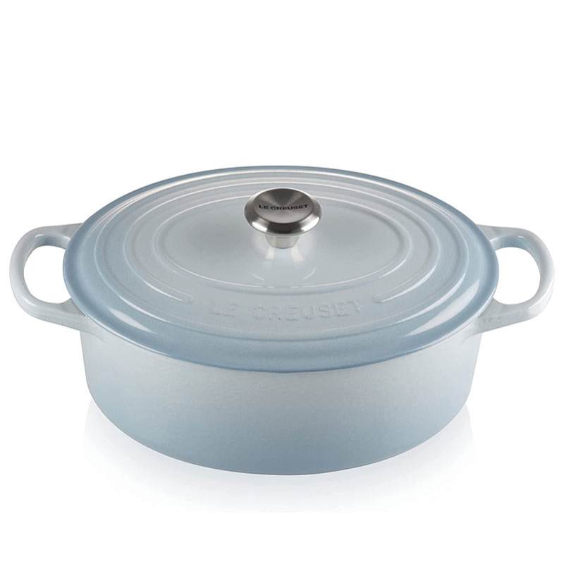 Signature Cast Iron Oval casserole, 25cm - 3 litre, Coastal Blue-0