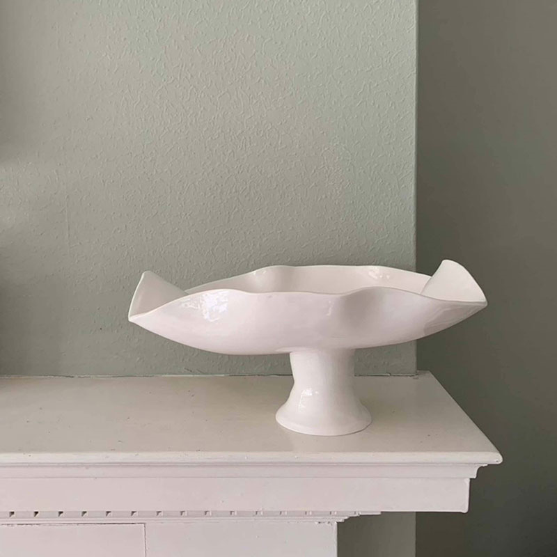 Joanna Ling Porcelain Pedestal Bowl, D25cm, White-2