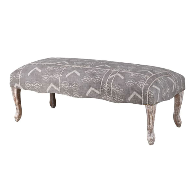 Zuri Patterned Carved Bench, Grey-1