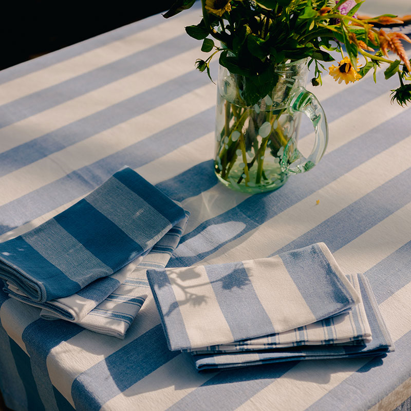 Stripe Set of 6 Napkins, W45 x L45cm, Cornflower Blue-1