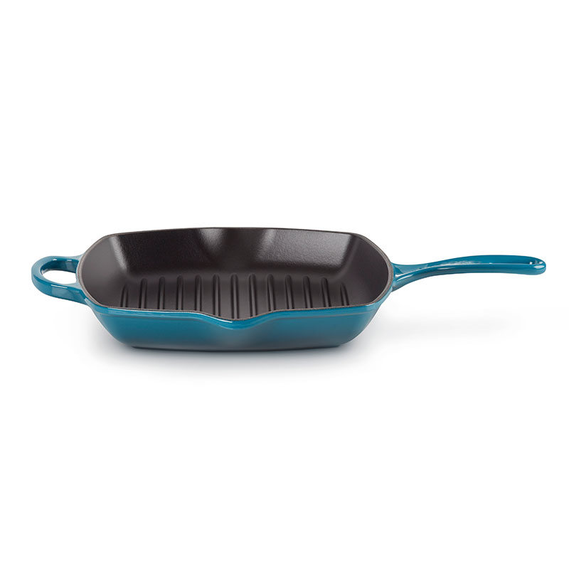 Signature Cast Iron Square grillit, Dia26cm, Deep Teal-1