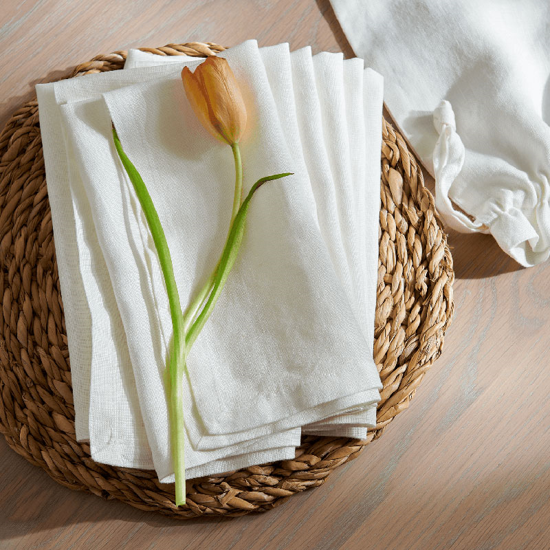 Emily Set of 6 napkins, L45 x W45cm, salt-0