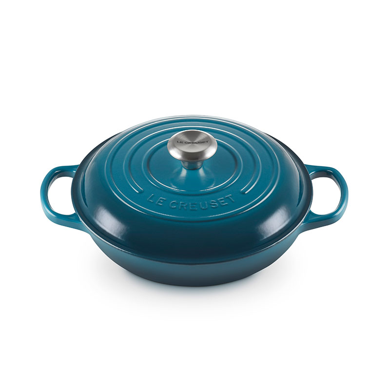 Signature cast iron Shallow casserole, 26cm/2.2L, Deep Teal-0