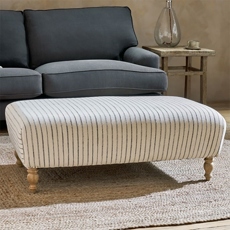 Sanja Stripe Upholstered Ottoman, Off White-0