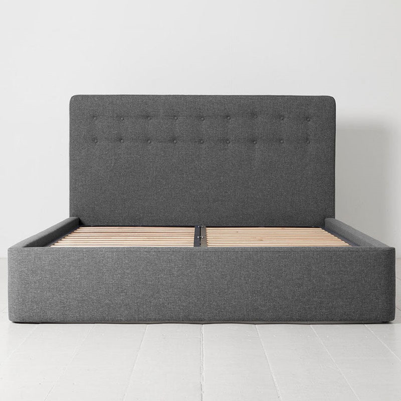 Bed 01 Linen King Size Frame, Stone-2