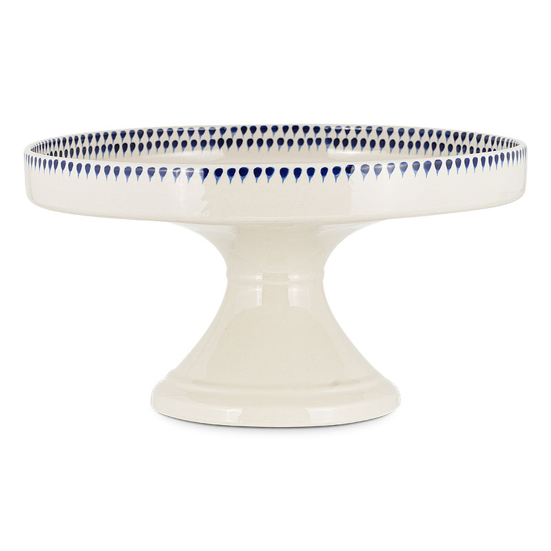 Indigo Drop Ceramic Stand, 15 x 30 x 30cm, Cream & Indigo-1