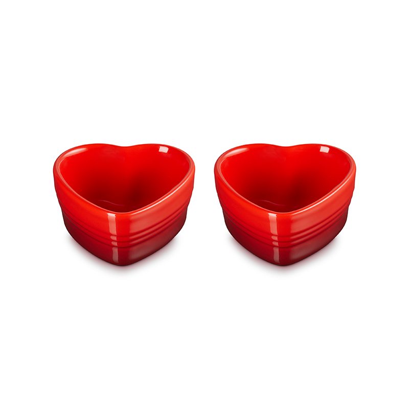 Set of 2 Heart Ramekins, Cerise-0