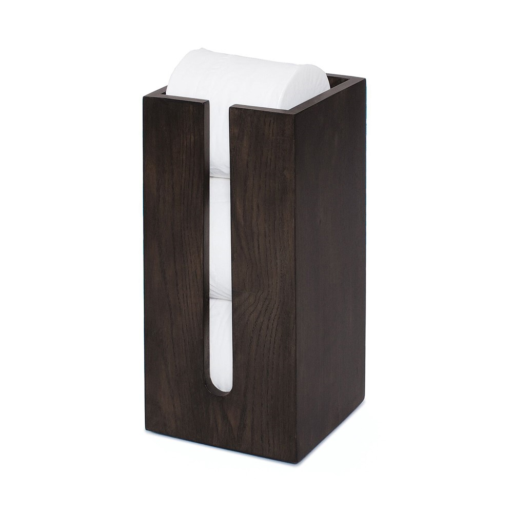 Mezza Loo roll holder box, H33.5 x W15.5 x D15.5cm, Dark brown-1