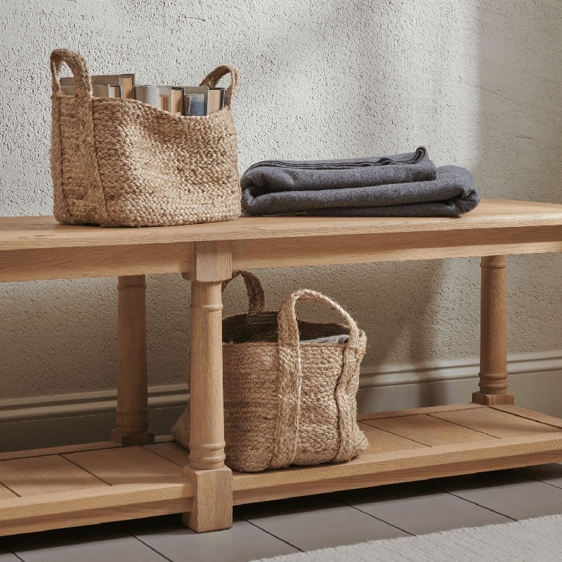 Arbroath Rectangular Jute Basket, H28cm, Natural-1