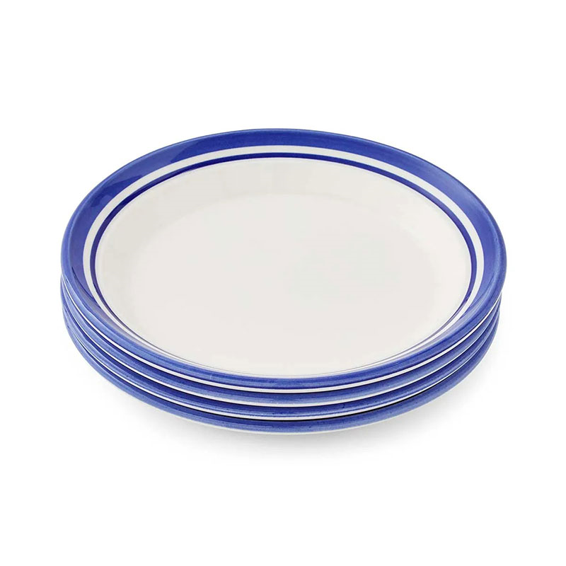 Potter's Stripe Set of 4 Salad Pates, D21.5cm, Blue-3