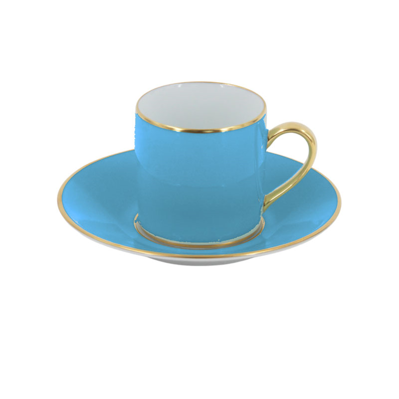 Sous Le Soleil Empire Coffee Cup & Saucer, 90ml, Matt Gold Classic Turquoise-0