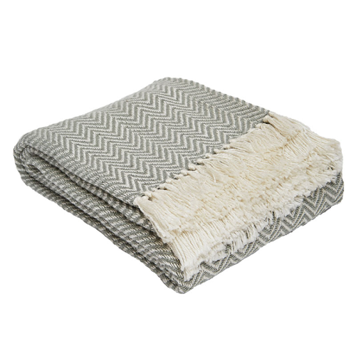 Herringbone Blanket, 250cm x 130cm, Dove Grey-1