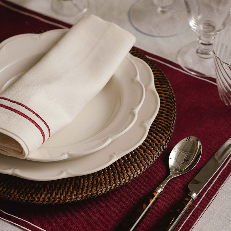 Sophie Classic Two Cord Napkin, 50cm, Burgundy-3