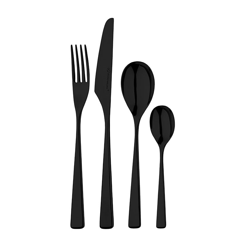 Tilia 16 Piece Cutlery Set, Black Mirror Finish-0