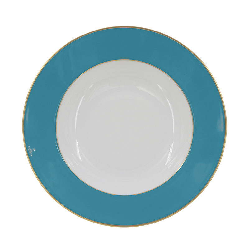 Sous Le Soleil Soup Plate, D22.5cm, Matt Gold Classic Turquoise-0