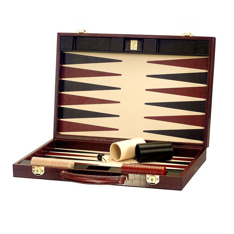 Backgammon Set, L45 x W30cm, Amazon Brown Croc-0