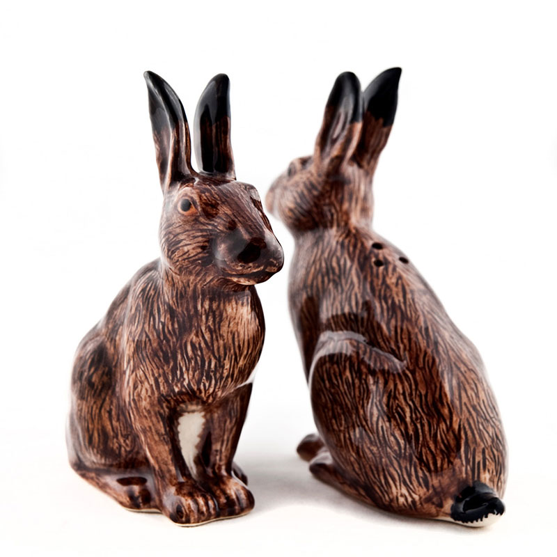 Hare Salt & Pepper Shakers, H10cm, Brown-0