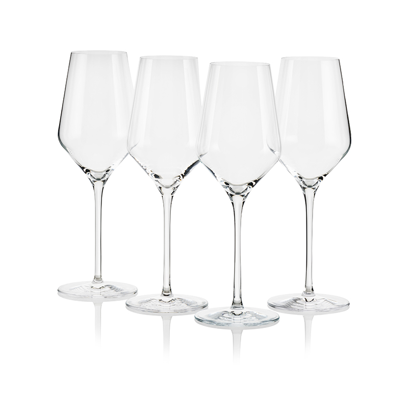 Set of 4 White Wine Glasses, 400ml, Clear-0