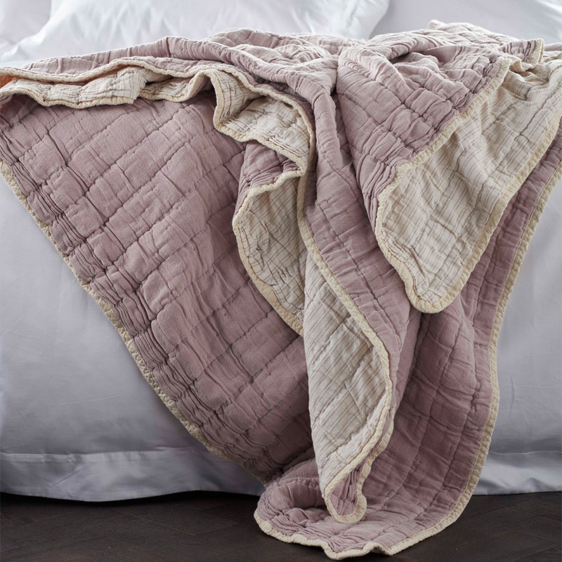 Vivienne Cotton Quilted Throw, 230 x 260cm, Vintage Rose-0