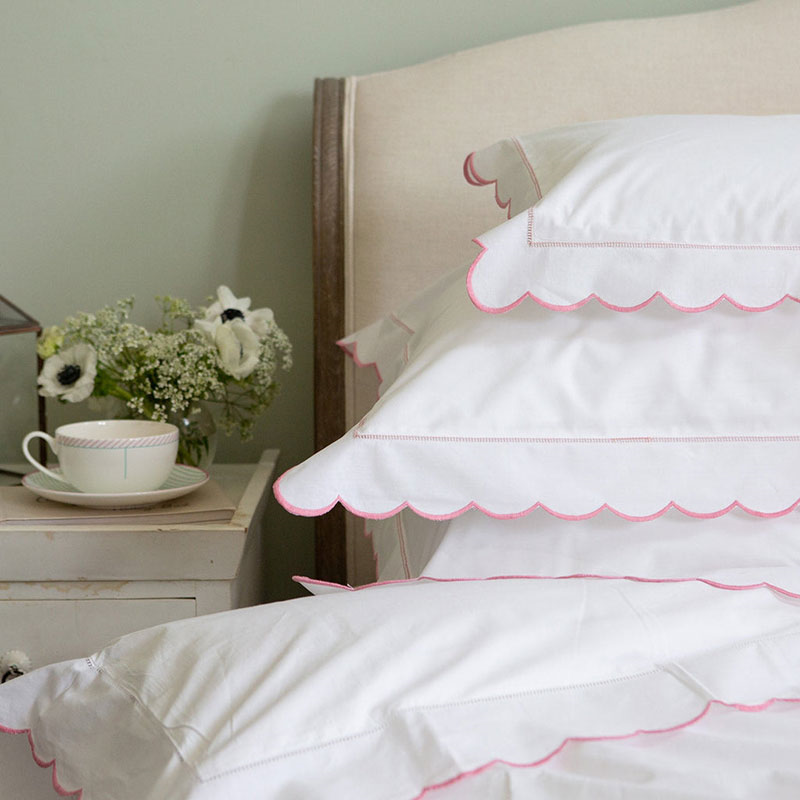 Scallop Standard Pillowcase, Pink-1