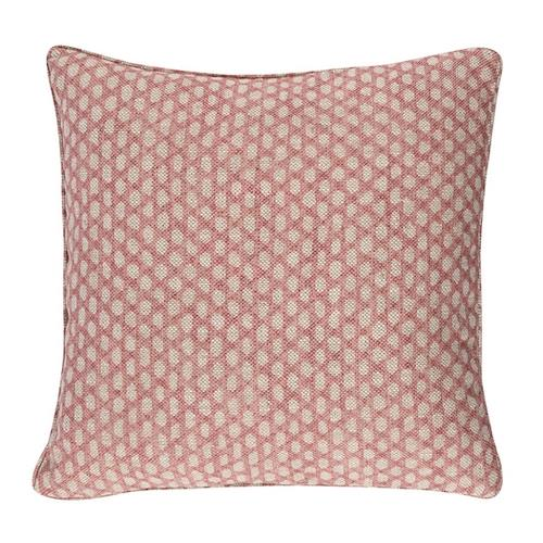 Small Square Cushion in Pink Wicker, Red / White-0