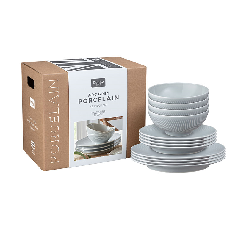 Arc 12 Piece Tableware Set, Grey-4