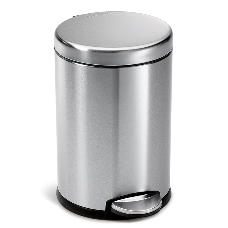 Round Pedal Bin, 4.5L, Brushed Stainless Steel-0