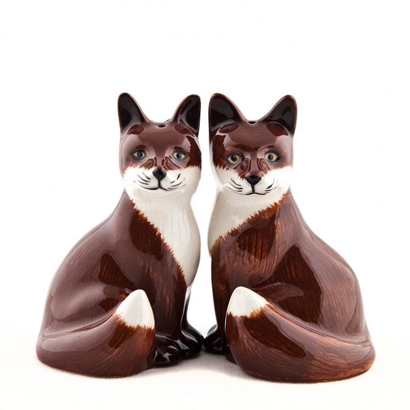 Fox Salt & Pepper Shakers, H8cm, Brown-0