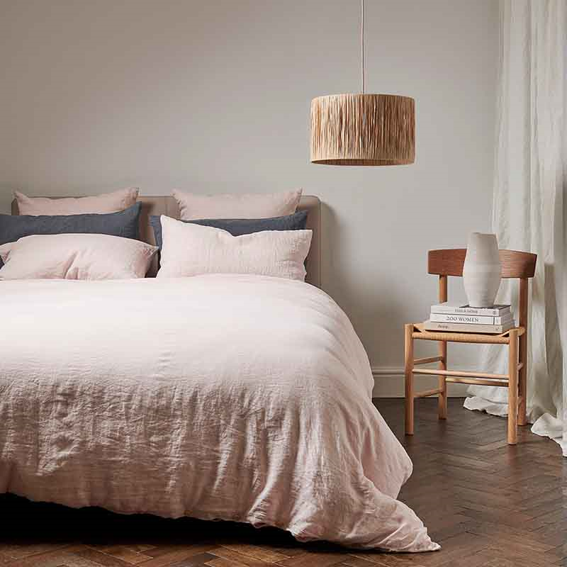 Linen Double Duvet Cover, Rose-0