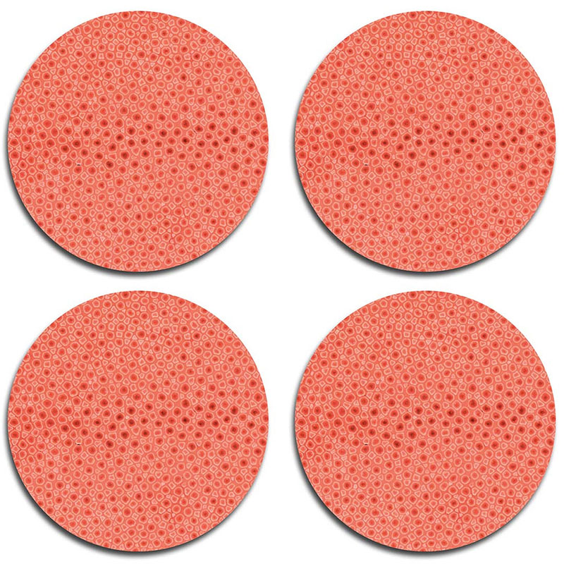 Shagreen Set of 4 Coasters, D10cm, Coral-0